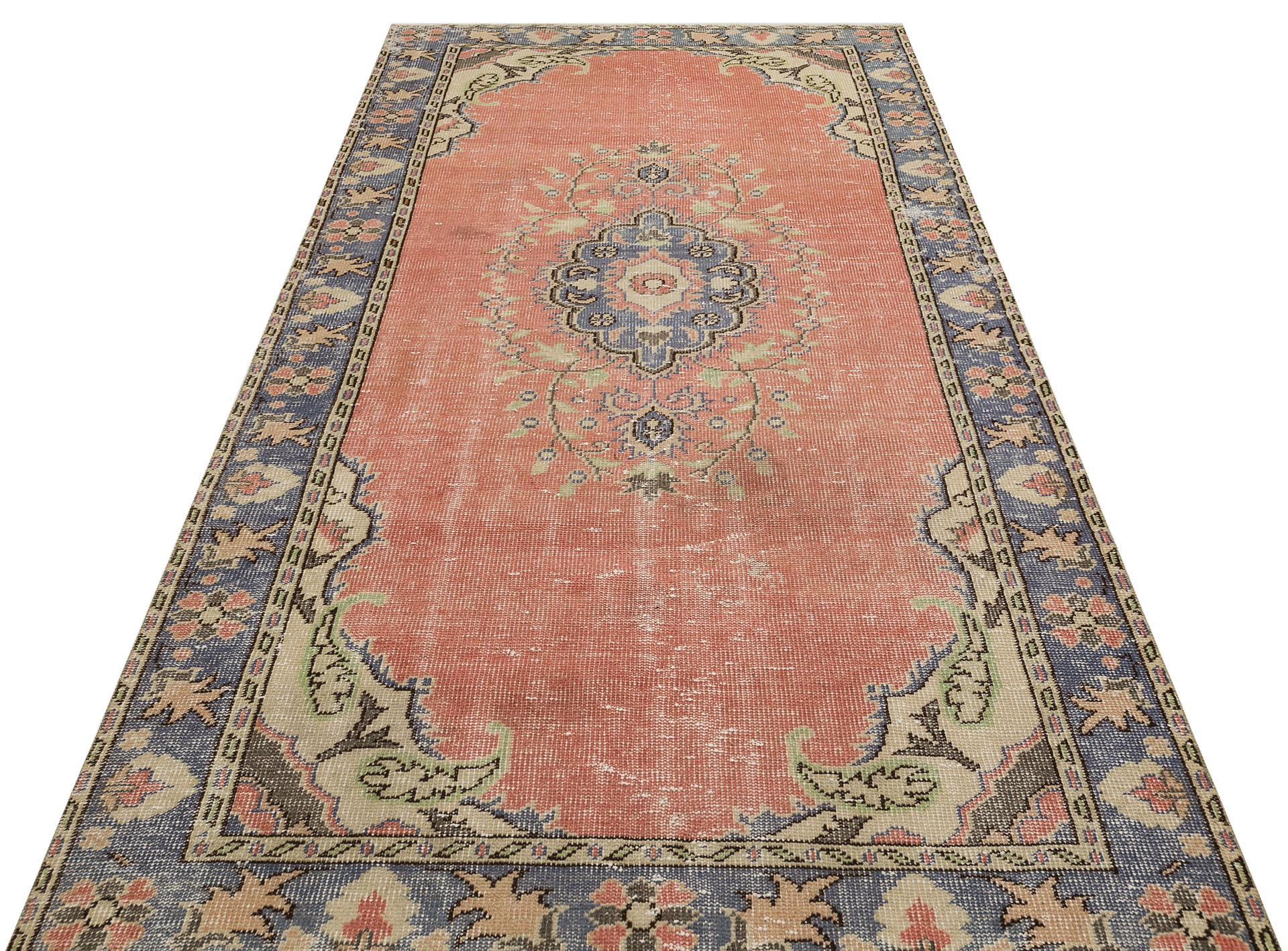 Vintage Distressed Wool Rug, Handmade rug, cotton wool/weave, size 149 × 273 cm, from Anatolia, SKU 9619