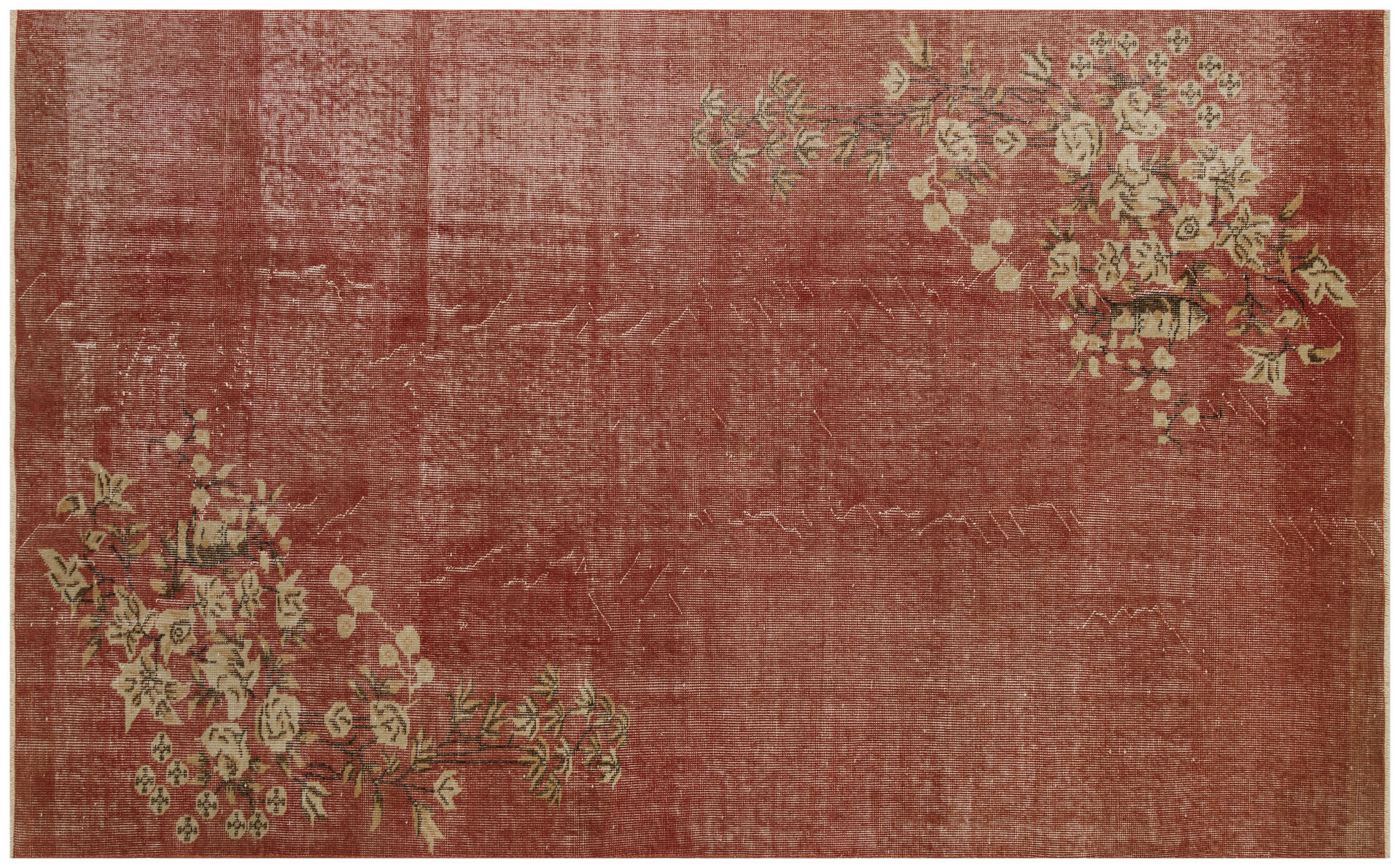 Anatolian Vintage Distressed Handwoven Rug in Unique Colors and Patterns - SKU 9626 - Detail View