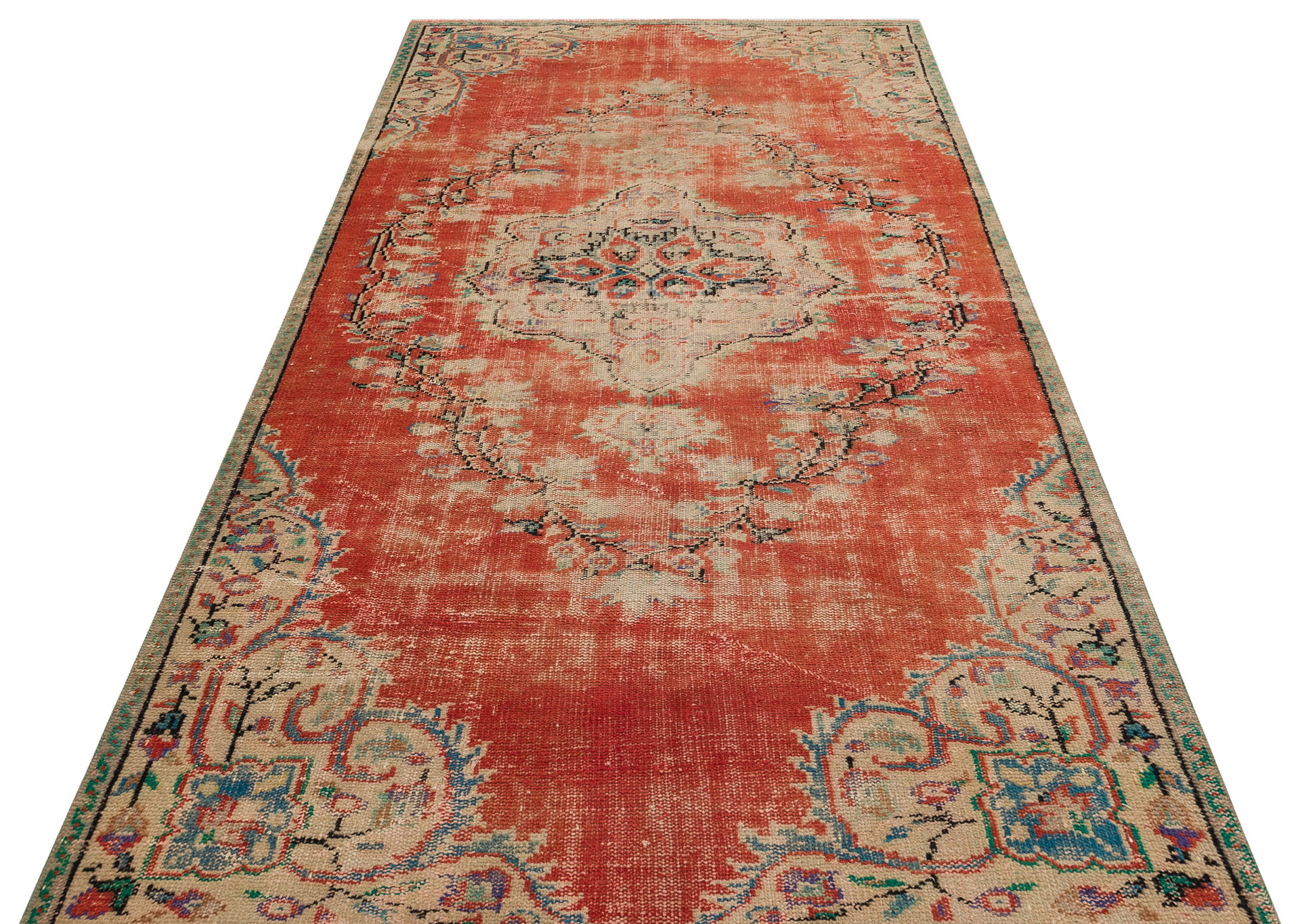 Anatolian Vintage Distressed Hand-Woven Rug in Unique Colors and Patterns, Handmade rug, cotton wool/weave, size 150 × 278 cm, from Kars, SKU 9638
