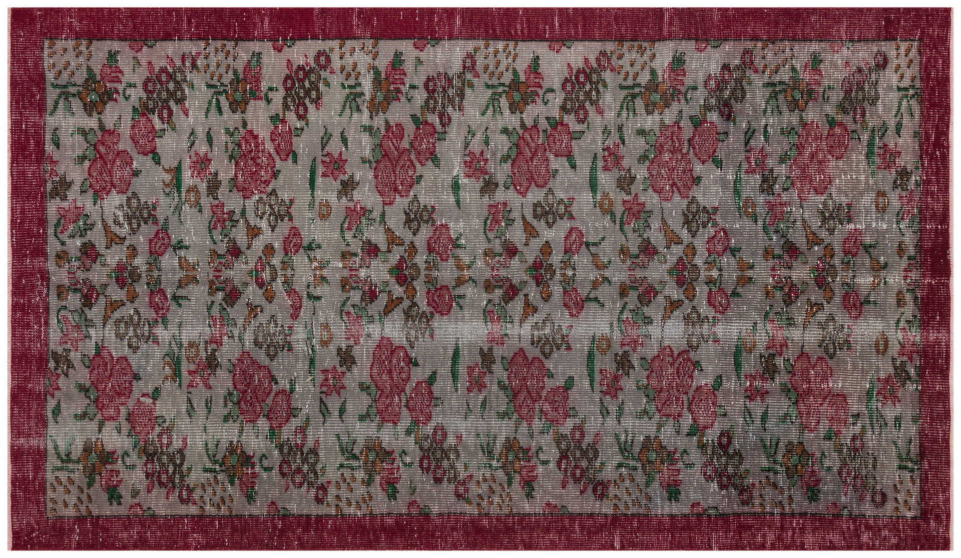 Anatolian Vintage Distressed Hand-Woven Rug in Unique Colors and Patterns - SKU 9642 - Detail View