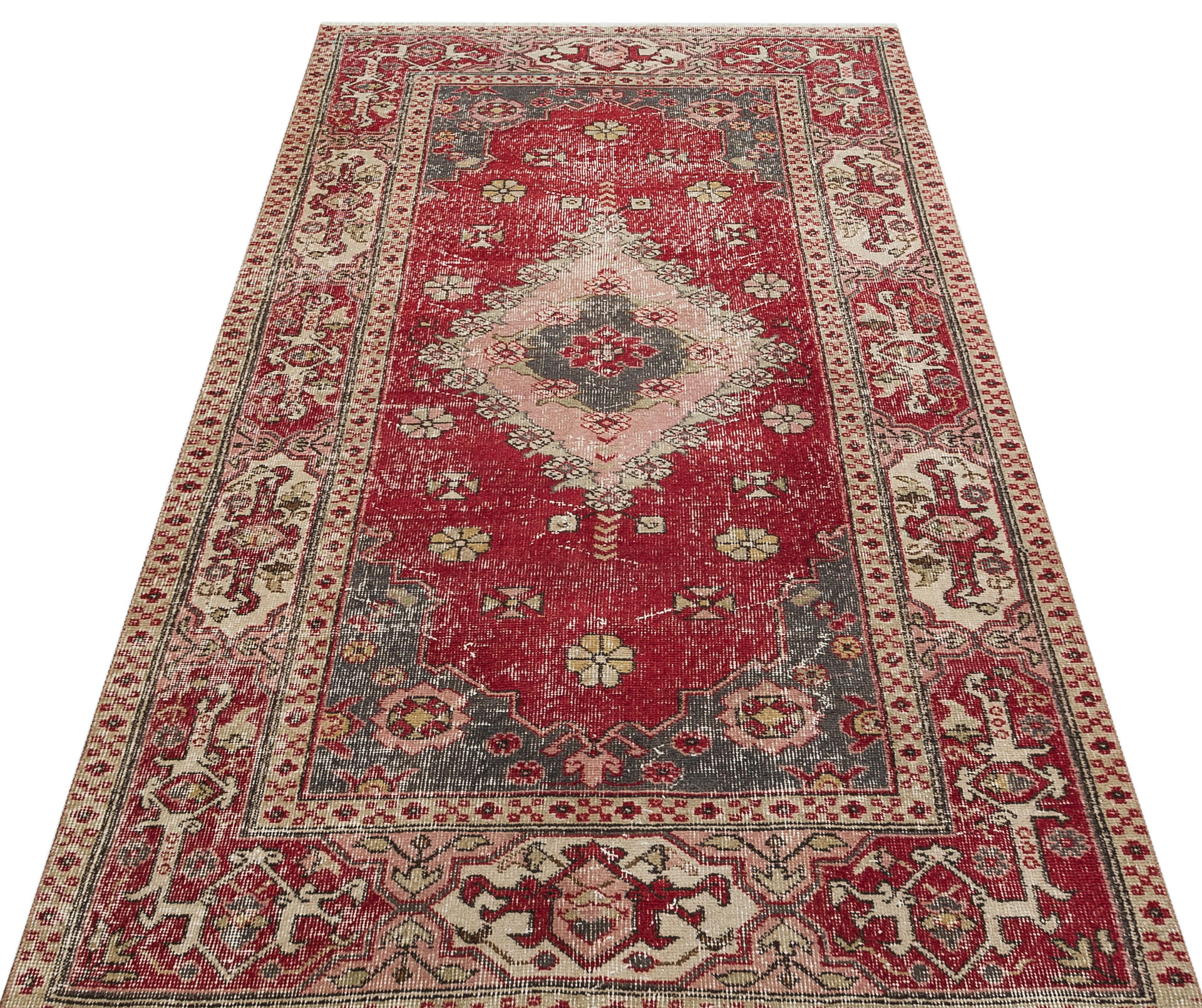 Handwoven Vintage Anatolian Rug, Handmade rug, silk wool/weave, size 121 × 235 cm, from Anatolia, SKU 9820