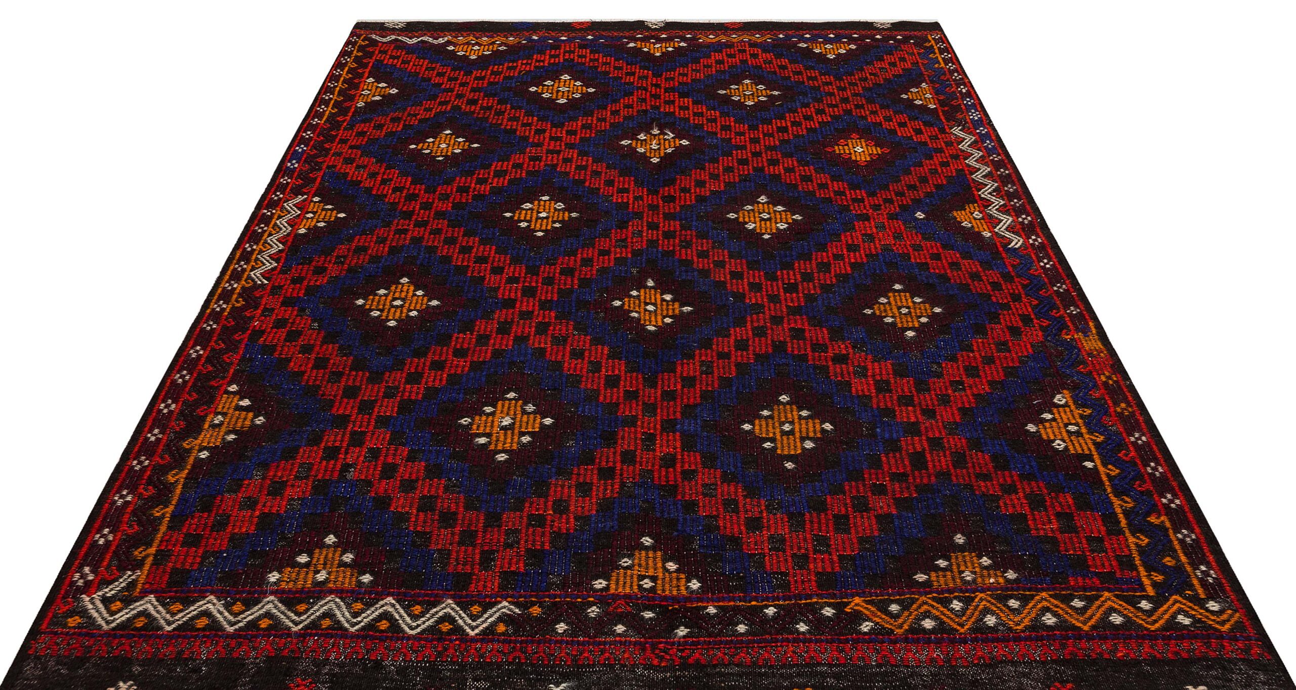 Unique Anatolian Vintage Distressed Hand-Woven Kilim | Multicolored, Kilim rug, wool & cotton wool/weave, size 198 × 251 cm, from Bergama, SKU 9851