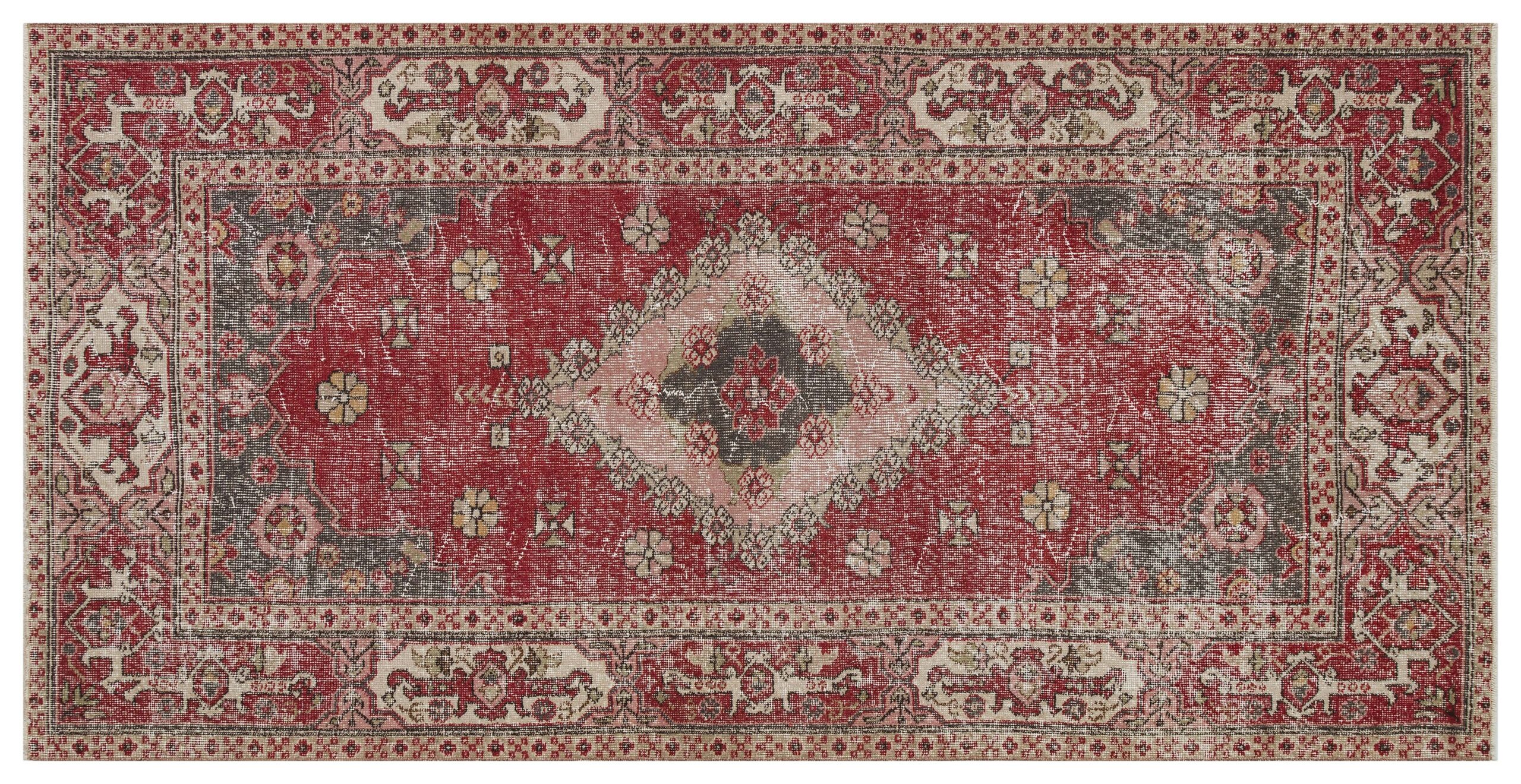 Vintage Hand-Woven Wool Rug - SKU 9858 - Detail View
