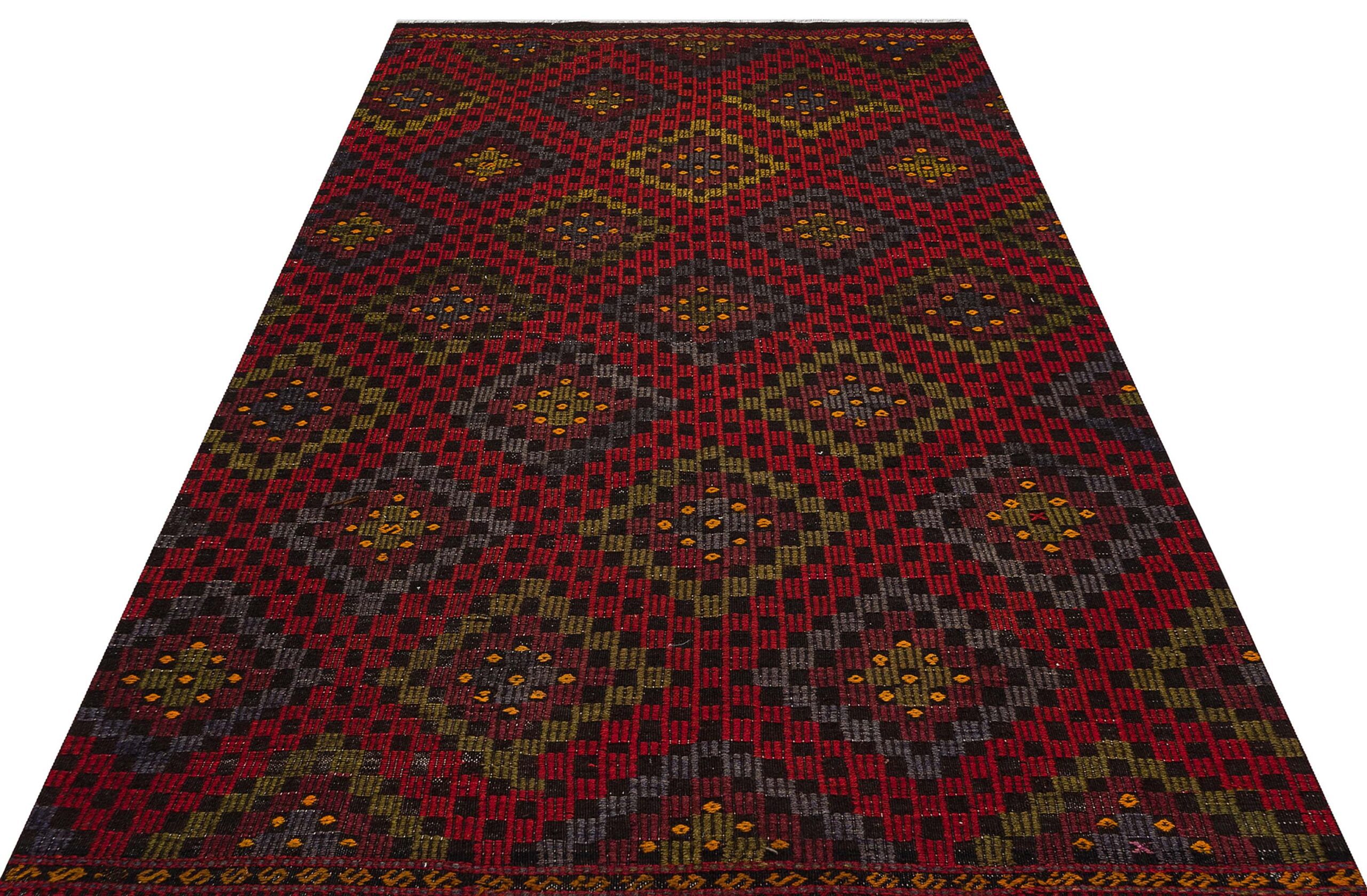 Classic, Modern, Vintage, Distressed, Handwoven Kilim | Colorful, Kilim rug, wool, cotton & silk wool/weave, size 170 × 274 cm, from Gördes, SKU 9879