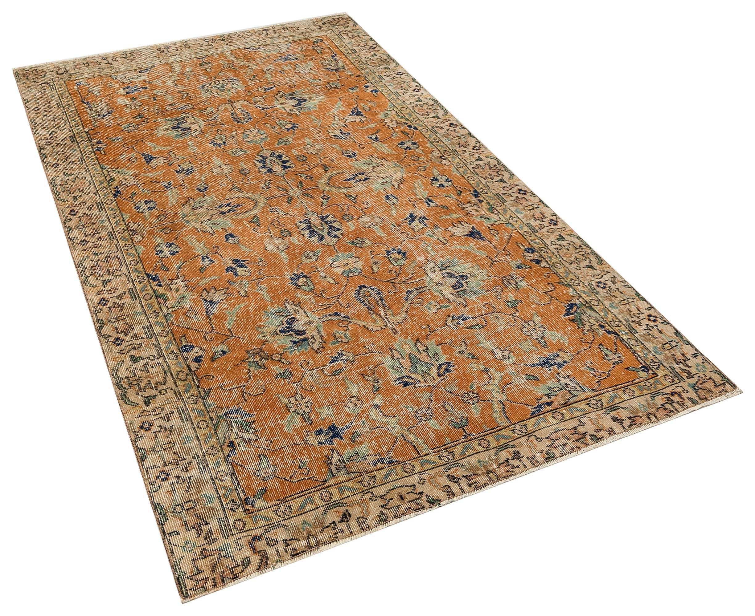 Vintage Distressed Hand-Woven Rug, Handmade rug, wool, cotton & silk wool/weave, size 134 × 235 cm, from Gaziantep, SKU 10118