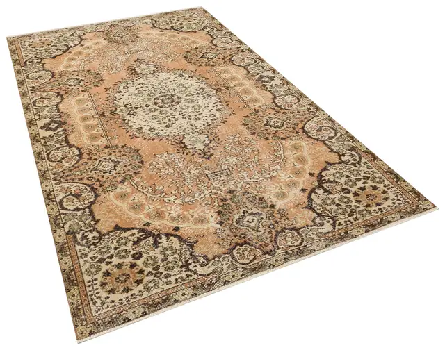 Distressed Hand-Woven Vintage Rug, Handmade rug, silk wool/weave, size 168 × 270 cm, from Milas, SKU 10146