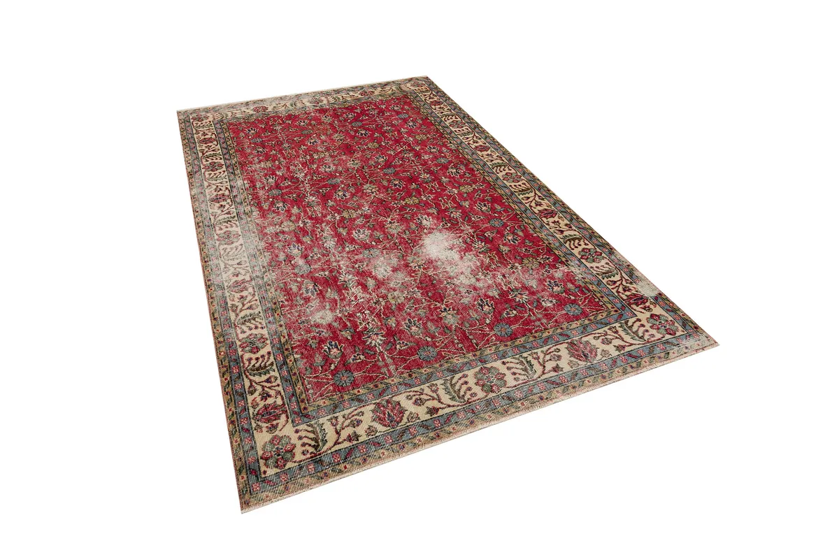 Hand-Woven Distressed Vintage Rug, Handmade rug, silk wool/weave, size 164 × 273 cm, from Oushak, SKU 10192