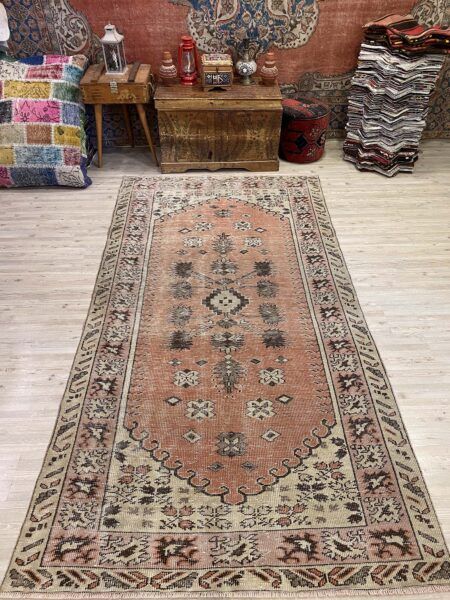 Vintage Distressed Rug, Handmade rug, wool wool/weave, size 154 × 278 cm, from Gaziantep, SKU 10210