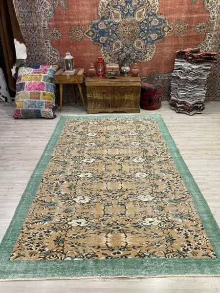 "A Pearl Kept Secret" Distressed Vintage Rug, Handmade rug, wool wool/weave, size 171 × 265 cm, from Konya, SKU 10251