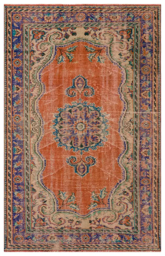 Handwoven Vintage Distressed Rug - SKU 10372 - Detail View