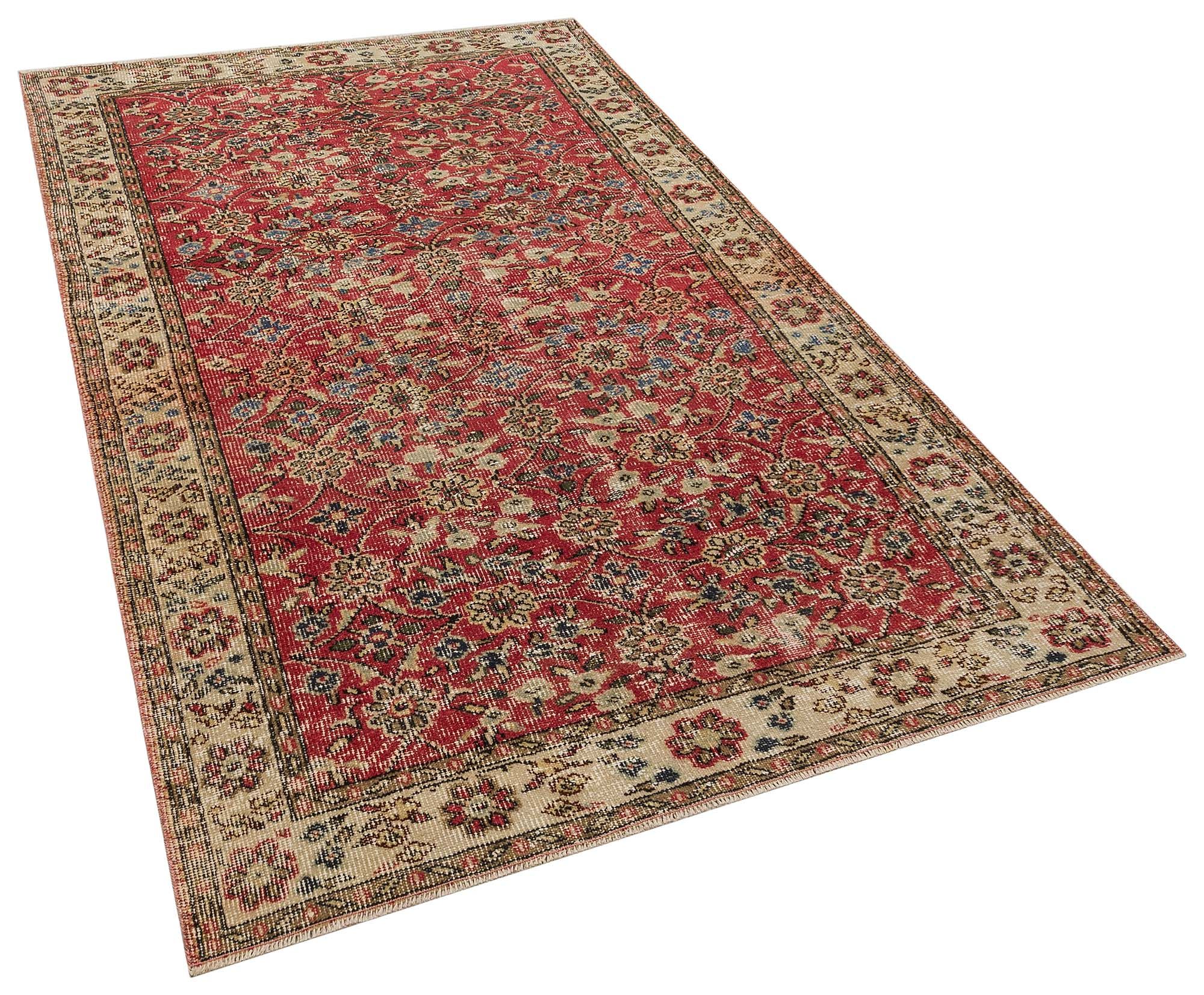 Handwoven Vintage Distressed Rug, Handmade rug, cotton wool/weave, size 152 × 260 cm, from Gördes, SKU 10412
