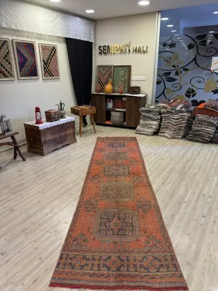 Distressed Handwoven Vintage Runner Rug - SKU 10457 - Detail View