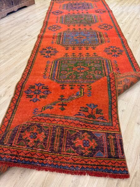 Distressed Handwoven Vintage Runner Rug - SKU 10460 - Detail View