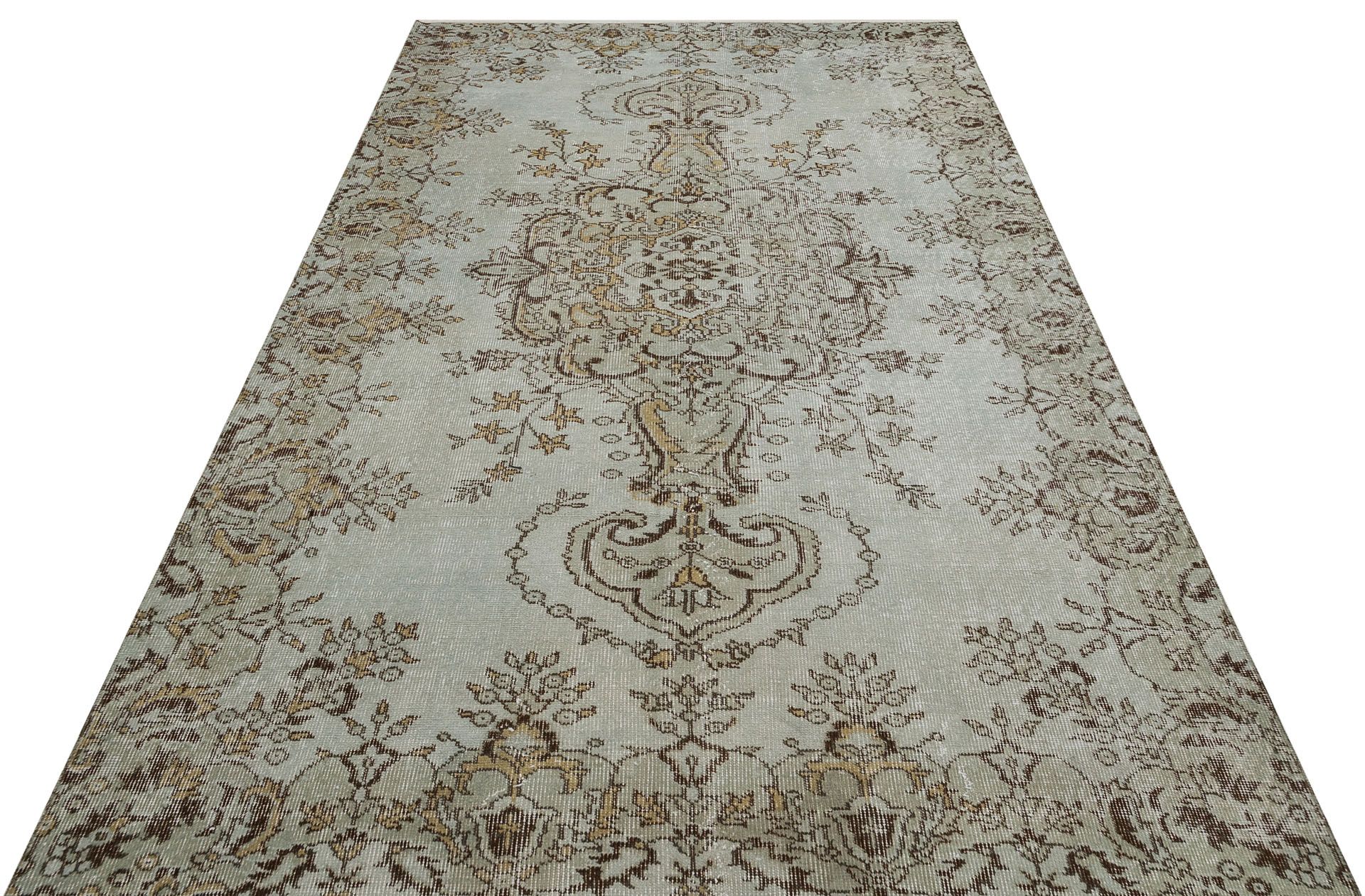 Anatolian-Patterned Distressed Rug, Handmade rug, silk wool/weave, size 167 × 272 cm, from Gaziantep, SKU 10469