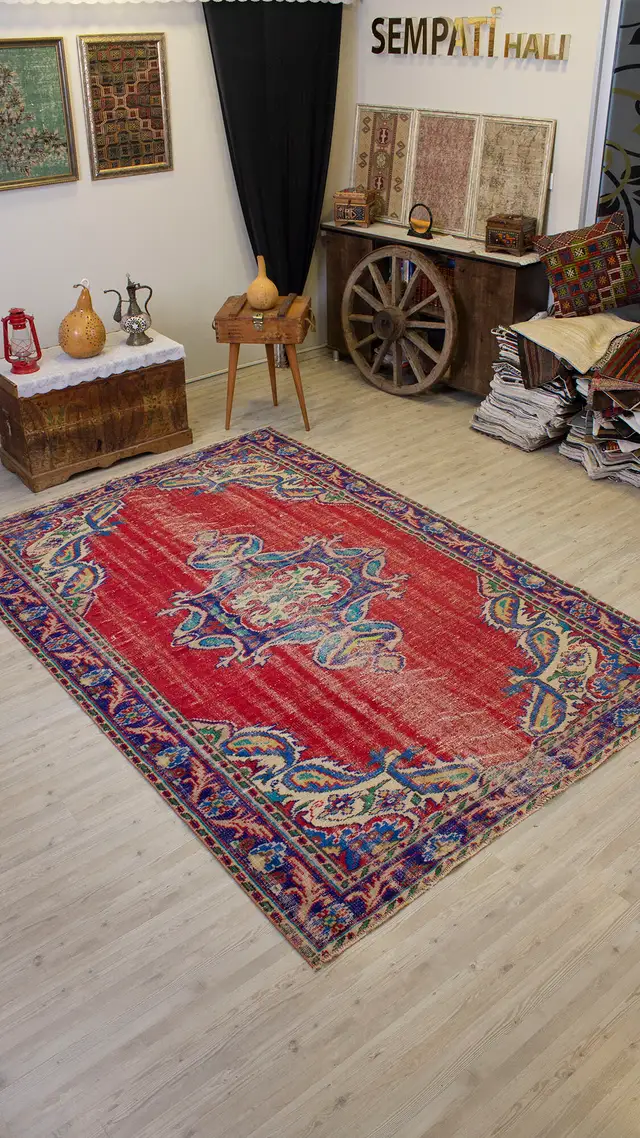 Handwoven Rug Dye-Dyed - SKU 10498 - Detail View