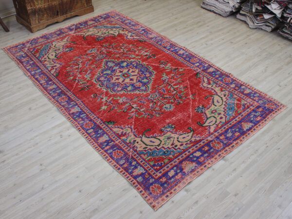 Vintage Handwoven Wool Rug, Handmade rug, wool, cotton & silk wool/weave, size 158 × 258 cm, from Bergama, SKU 10537
