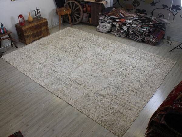 Handmade Wool Rug, Distressed, Handmade rug, wool & cotton wool/weave, size 260 × 370 cm, from Antalya, SKU 10561