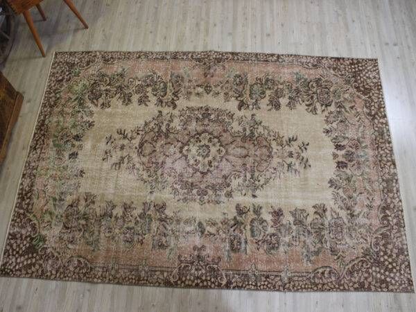 Distressed Hand-Woven Wool Vintage Rug - SKU 10595 - Detail View
