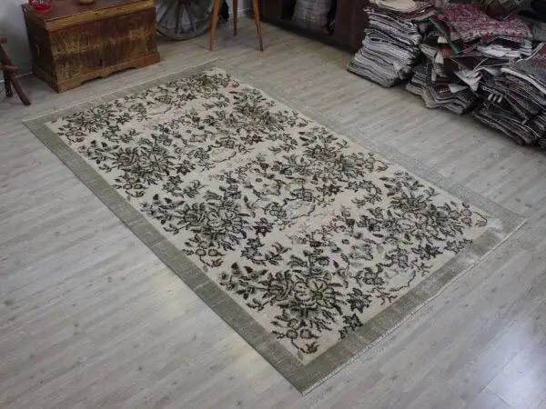 Vintage Handwoven Rug, Distressed, Handmade rug, silk wool/weave, size 170 × 275 cm, from Van, SKU 10613