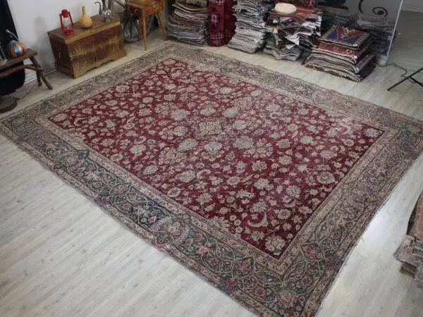 Distressed Wool Vintage Rug - SKU 10625 - Detail View