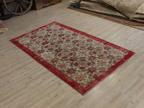 Distressed Vintage Hand-Knotted Rug, Handmade rug, wool wool/weave, size 117 × 266 cm, from Konya, SKU 10684