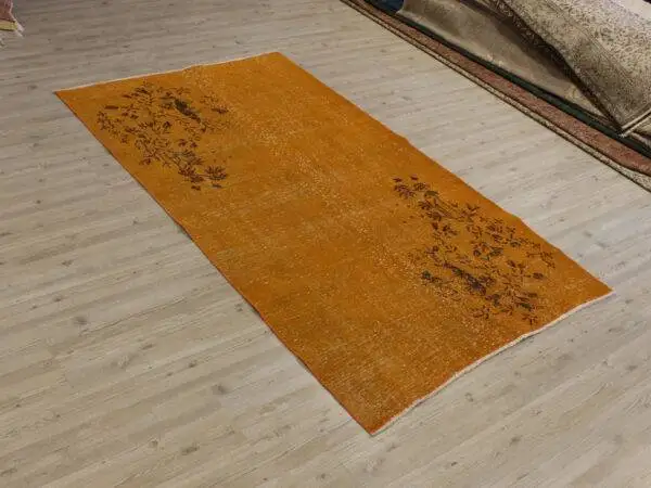 Hand-Knotted Distressed Wool Rug, Handmade rug, wool & cotton wool/weave, size 111 × 192 cm, from Kars, SKU 10696