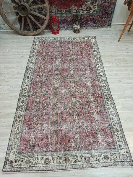 Wool Vintage Rug, Handmade rug, silk wool/weave, size 115 × 210 cm, from Demirci, SKU 10842