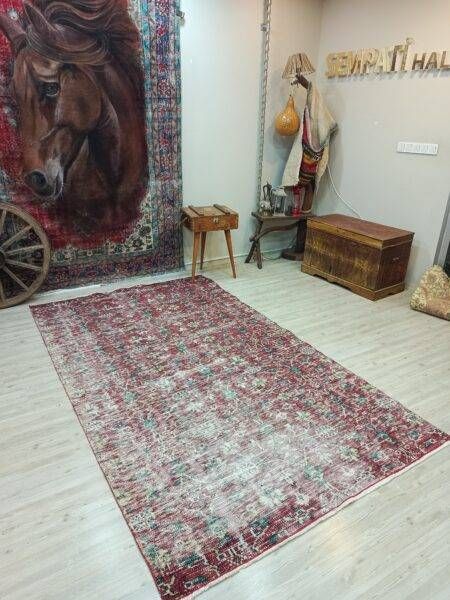 100% Wool Vintage Hand-Woven Rug, Handmade rug, wool & cotton wool/weave, size 158 × 271 cm, from Yahyalı, SKU 10846