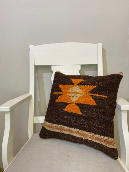 Handwoven Pillowcase, Pillowcases rug, wool & silk wool/weave, size 45 × 45 cm, from Kars, SKU 113