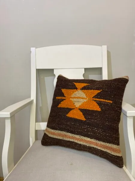 Handwoven Pillowcase, Pillowcases rug, wool & silk wool/weave, size 45 × 45 cm, from Kars, SKU 113