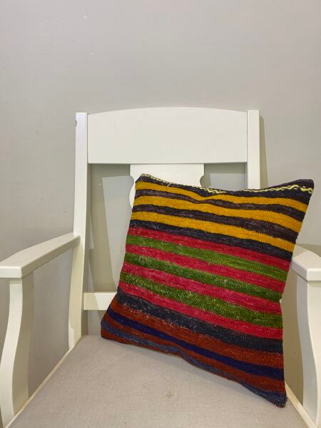 Handwoven Pillowcase, Pillowcases rug, wool & cotton wool/weave, size 45 × 45 cm, from Manisa, SKU 183
