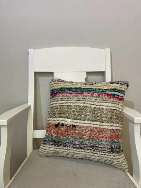 Hand-Woven Pillowcase, Pillowcases rug, wool & silk wool/weave, size 45 × 45 cm, from Manisa, SKU 208