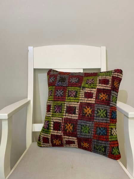 Hand-Woven Pillowcase, Pillowcases rug, wool & cotton wool/weave, size 45 × 45 cm, from Antalya, SKU 221