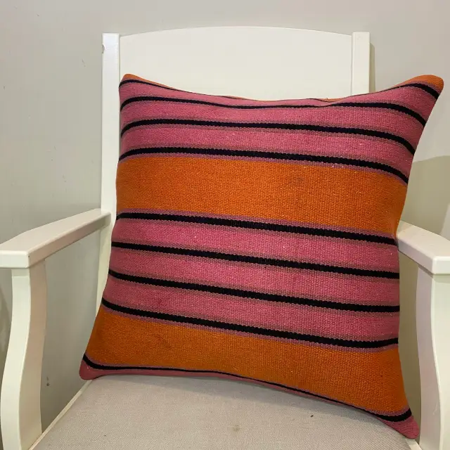 Hand-Woven Pillowcase, Pillowcases rug, wool & silk wool/weave, size 50 × 50 cm, from Anatolia, SKU 357