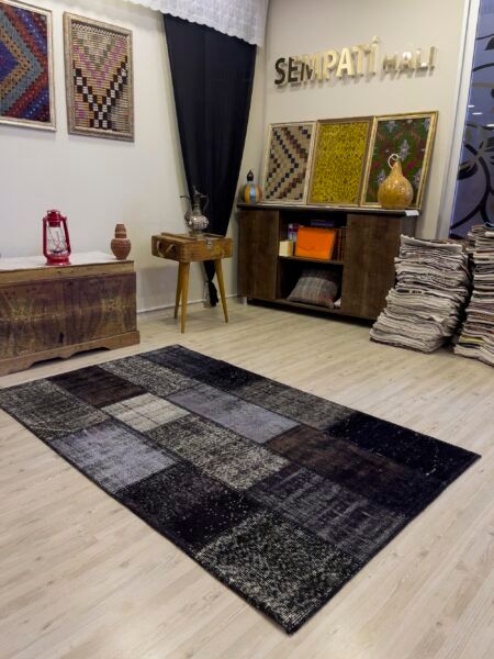 A Unique and Beautiful Handmade Patchwork Rug, Handmade rug, wool, cotton & silk wool/weave, size 117 × 190 cm, from Bursa, SKU 4000