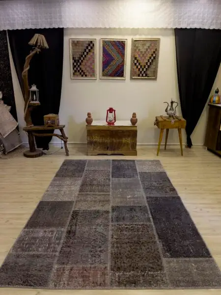 A Unique and Beautiful Custom Patchwork Rug - SKU 4010 - Detail View