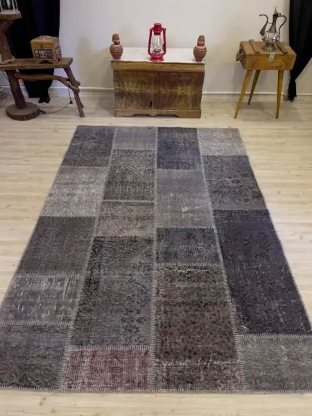 A Unique and Beautiful Custom Patchwork Rug, Handmade rug, wool wool/weave, size 162 × 241 cm, from Bursa, SKU 4010