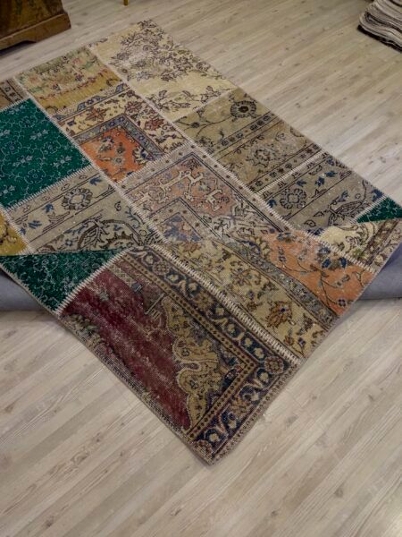 A Unique and Beautiful Custom Patchwork Rug - SKU 4034 - Detail View