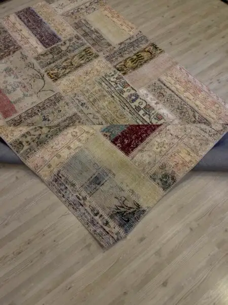 Hand-Woven Distressed Special Patchwork Rug - SKU 4045 - Detail View