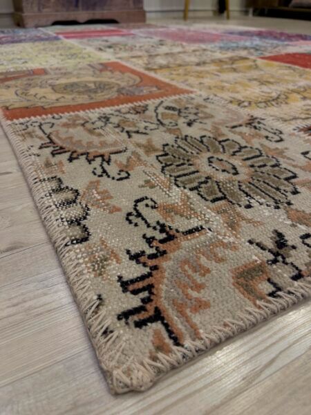 Modern, One-of-a-Kind Custom Patchwork Rug - SKU 4059 - Detail View