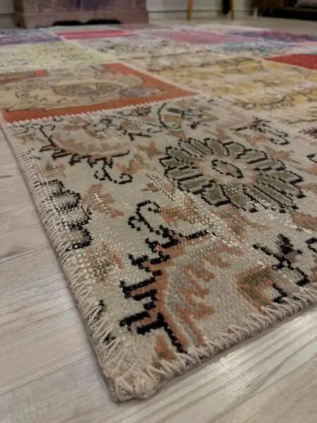 Modern, One-of-a-Kind Custom Patchwork Rug - SKU 4059 - Detail View