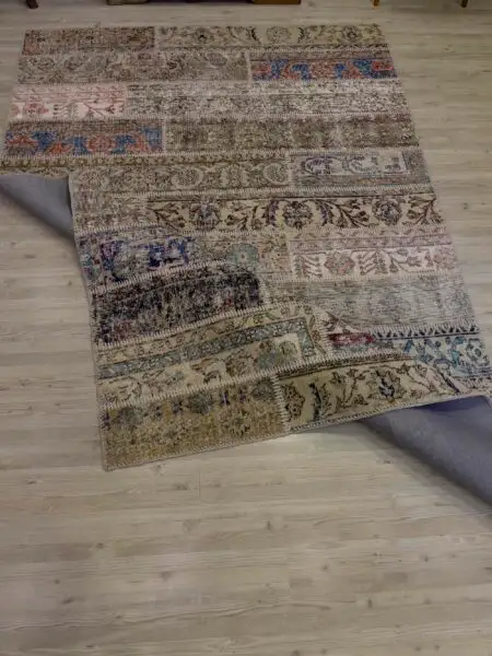 Hand-Woven Distressed Special Patchwork Rug - SKU 4066 - Detail View