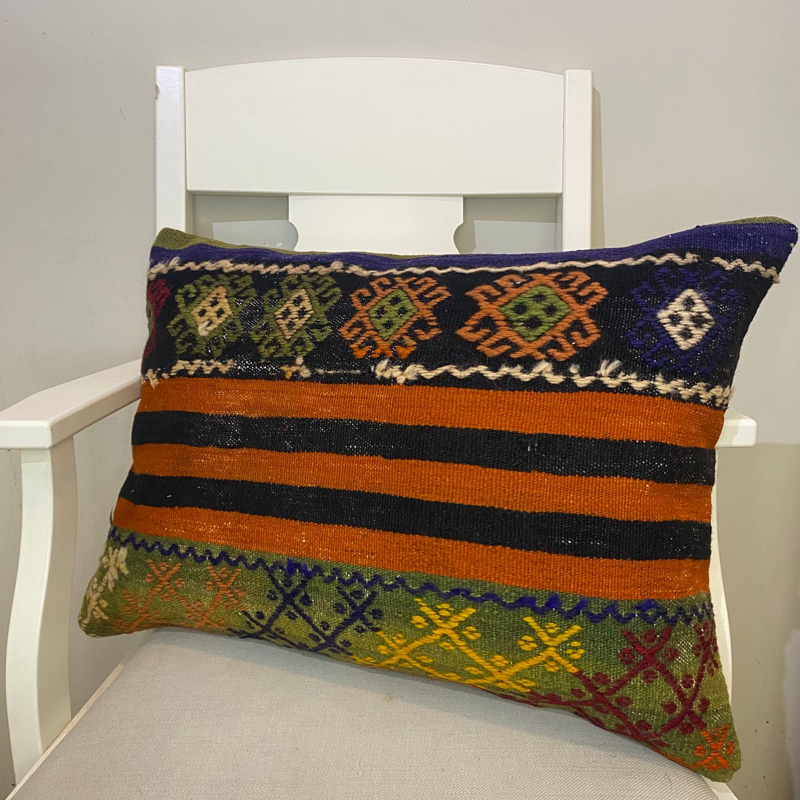 Handwoven Pillowcase, Pillowcases rug, wool, cotton & silk wool/weave, size 40 × 60 cm, from Ladik, SKU 411