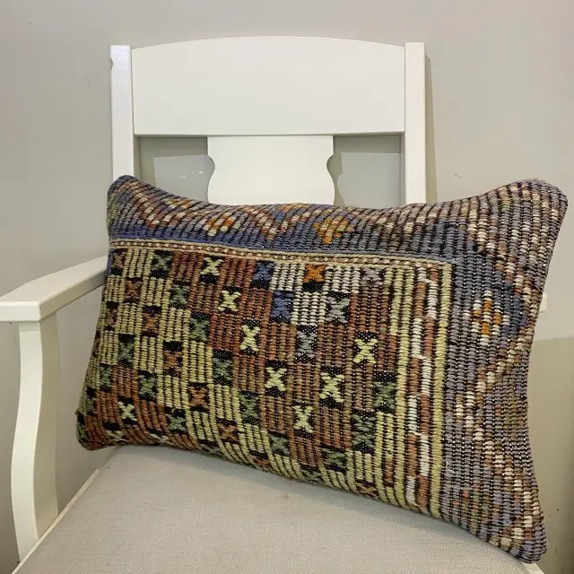 Hand-Woven Patchwork Pillowcase, Pillowcases rug, wool & silk wool/weave, size 40 × 60 cm, from Ladik, SKU 420