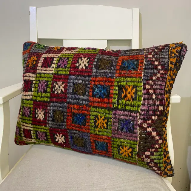 Hand-Woven Pillowcase, Pillowcases rug, wool & silk wool/weave, size 40 × 60 cm, from Oushak, SKU 472