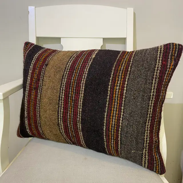 Hand-Woven Patchwork Pillowcase, Pillowcases rug, wool wool/weave, size 40 × 60 cm, from Antalya, SKU 477