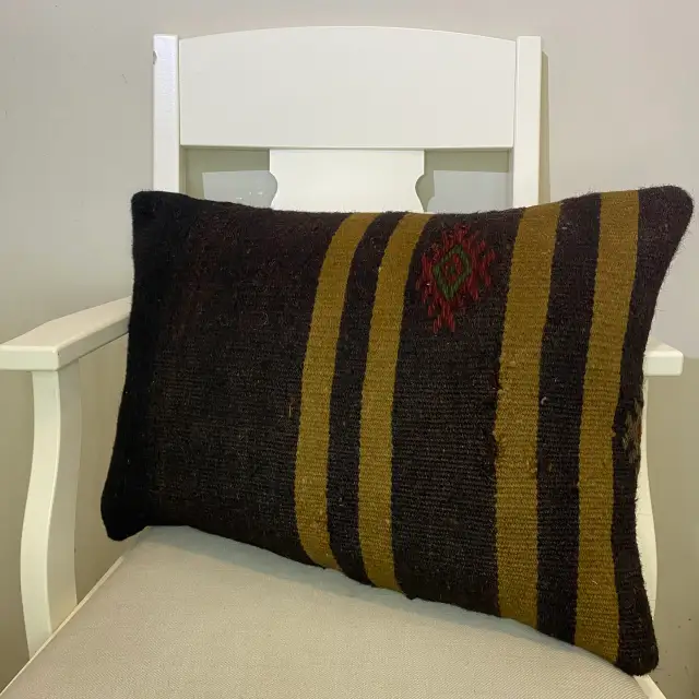 Hand-Woven Patchwork Pillowcase, Pillowcases rug, wool wool/weave, size 40 × 60 cm, from Bursa, SKU 493