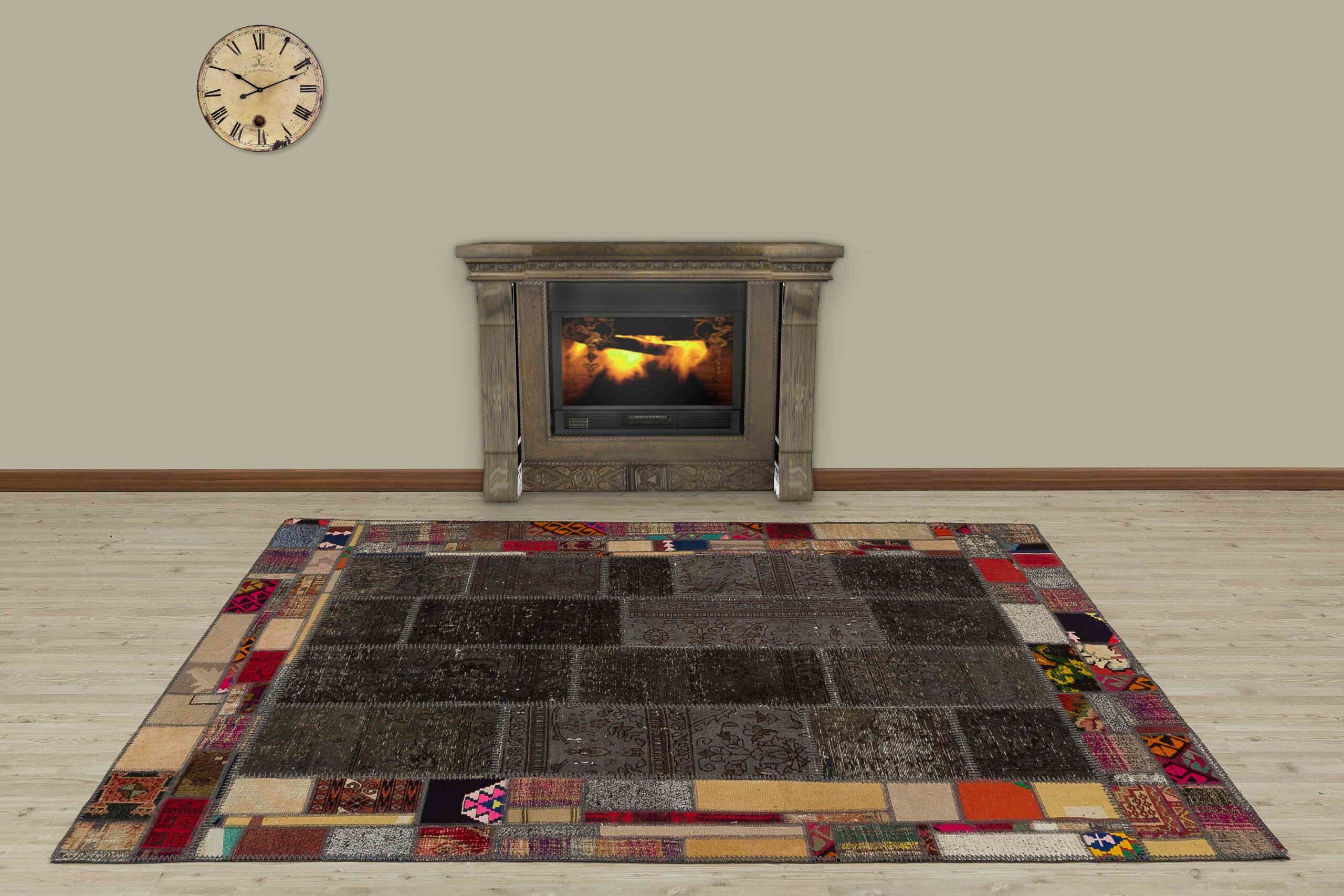 Handcrafted Distressed Patchwork Rug - SKU 5021 - Detail View