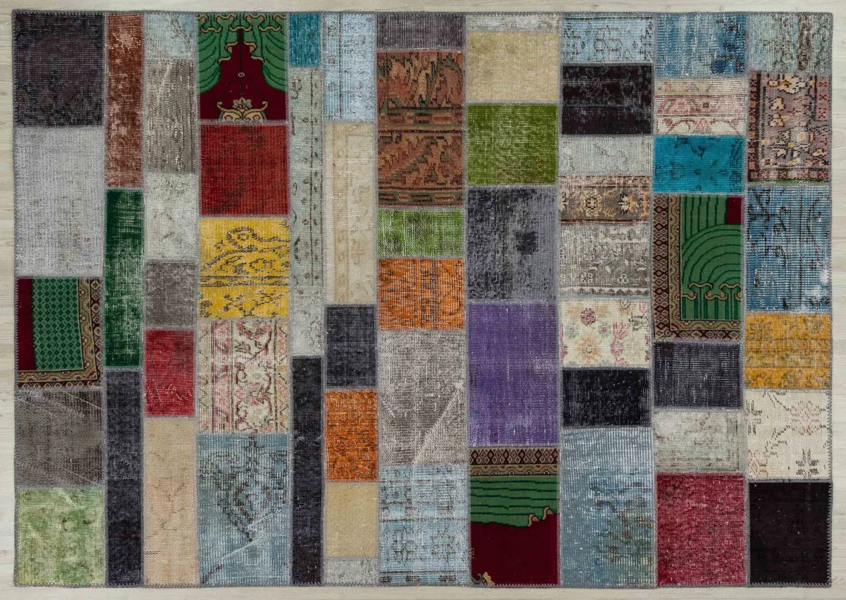 A Unique and Beautiful Handcrafted Patchwork Rug, Handmade rug, wool & silk wool/weave, size 160 × 230 cm, from Cappadocia, SKU 5127