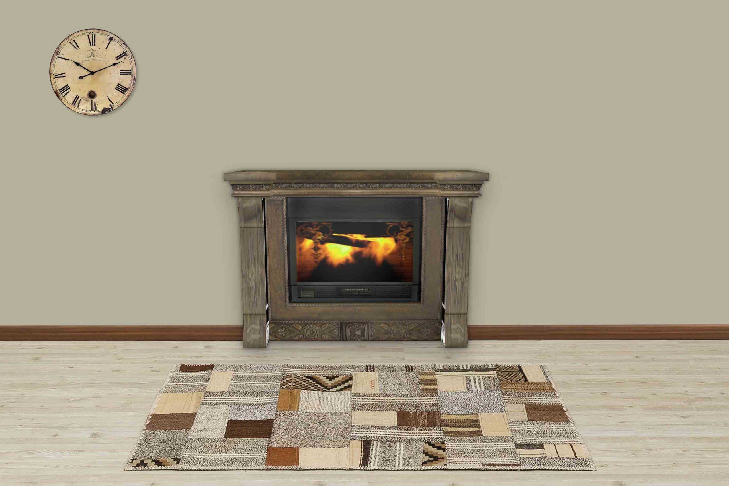 Vintage-Style Wool Patchwork Rug - SKU 5230 - Detail View